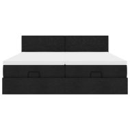 Османска легло с матрак и LED, черно, 200x200 см, плат