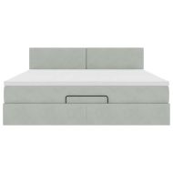 Османска легло с матрак и LED, светлосиво, 160x200 см, кадифе