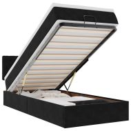 Османска легло с матрак и LED, черно, 80x200 см, кадифе