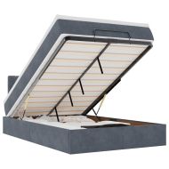 Османска легло с матрак и LED, тъмносиво, 120x200 см, кадифе