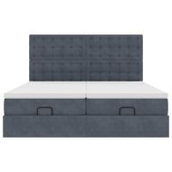 Османска легло с матраци и LED, тъмносиво, 200x200 см, кадифе