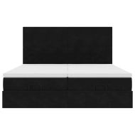 Османска легло с матраци и LED, черно, 200x200 см, кадифе