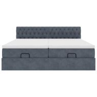 Османска легло с матраци и LED, тъмносиво, 200x200 см, кадифе