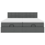 Османска легло с матраци и LED, тъмносиво, 180x200 см, плат