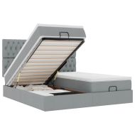 Османска легло с матраци и LED, светлосиво, 180x200 см, плат