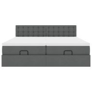 Османска легло с матраци и LED, тъмносиво, 180x200 см, плат