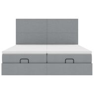 Османска легло с матраци и LED, светлосиво, 180x200 см, плат