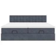 Османска легло с матраци и LED, тъмносиво, 180x200 см, кадифе