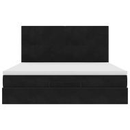 Османска легло с матраци и LED, черно, 180x200 см, кадифе