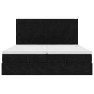 Османска легло с матраци и LED, черно, 180x200 см, кадифе