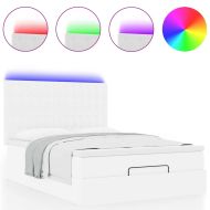 Османска легло с матрак&LED, бяло, 140x200 см, изкуствена кожа