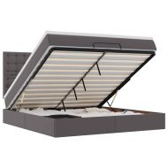 Османска легло с матрак&LED, сиво, 160x200 см, изкуствена кожа