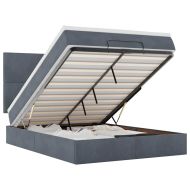 Османска легло с матраци и LED, тъмносиво, 140x190 см, кадифе