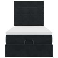 Османска легло с матраци и LED, черно, 100x200 см, кадифе