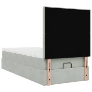 Османска легло с матраци и LED, светлосиво, 90x200 см, кадифе