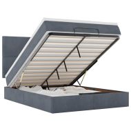 Османска легло с матраци и LED, тъмносиво, 140x200 см, кадифе