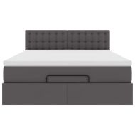 vidaXLL Легло с матраци & LEDs сиво 140x190cm изкуствена кожа