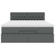 Османска легло с матрак и LED, тъмносиво, 140x190 см, плат