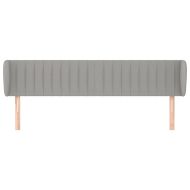 Горна табла за легло с уши, светлосива, 163x23x78/88 см, плат