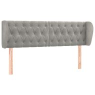 Горна табла за легло с уши, светлосива, 147x23x78/88 см, кадифе