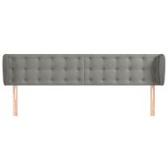 Горна табла за легло с уши, светлосива,183x23x78/88 см, кадифе