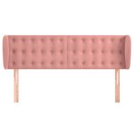 Горна табла за легло, розова, 147x23x78/88 см, кадифе