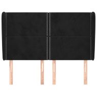 Горна табла за легло с уши, черна, 147 x 23 x 118/128 см кадифе