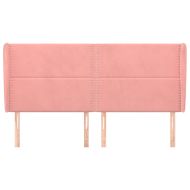Горна табла за легло с уши, розова, 203x23x118/128 см кадифе