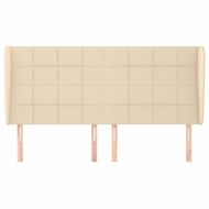 Горна табла за легло с уши, кремава, 183x23x118/128 см, плат