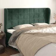 Горна табла за легло с уши, тъмносива, 183x23x118/128 см кадифе