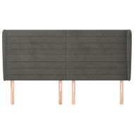 Горна табла за легло с уши, тъмносива, 183x23x118/128 см кадифе
