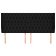 Горна табла за легло с уши, черна, 203x23x118/128 см, плат