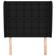 Горна табла за легло с уши, черна, 103x23x118/128 см, плат