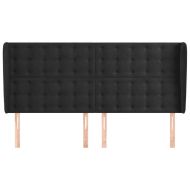 Горна табла за легло с уши, черна, 183x23x118/128 см, кадифе