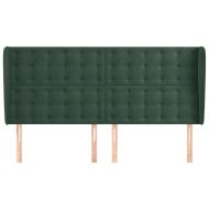 Горна табла за легло с уши, тъмносива, 203x23x118/128 см,кадифе