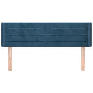 Горна табла за легло, тъмносиня, 147x16x78/88 см, кадифе