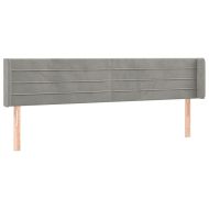 Горна табла за легло с уши, светлосива,203x16x78/88 см, кадифе
