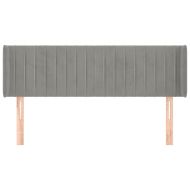 Горна табла за легло с уши, светлосива, 147x16x78/88 см, кадифе