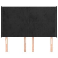 Горна табла за легло с уши, черна, 147x16x118/128 см, кадифе