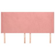 Горна табла за легло с уши, розова, 163x16x118/128 см, кадифе