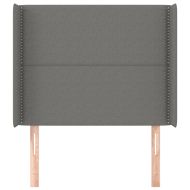 Горна табла за легло с уши, тъмносива, 93x16x118/128 см, плат