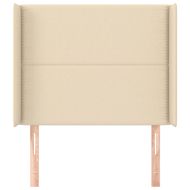 Горна табла за легло с уши, кремава, 103x16x118/128 см, плат