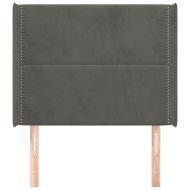 Горна табла за легло с уши, тъмносива, 93x16x118/128 см, кадифе