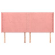 Горна табла за легло с уши, розова, 203x16x118/128 см, кадифе