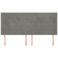 Горна табла за легло с уши, светлосива,163x16x118/128см, кадифе