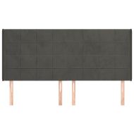 Горна табла за легло с уши, тъмносива, 183x16x118/128см, кадифе