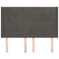Горна табла за легло с уши, тъмносива, 147x16x118/128см, кадифе