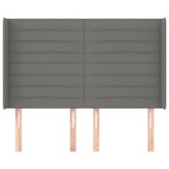 Горна табла за легло с уши, тъмносива, 147x16x118/128 см, плат