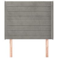 Горна табла за легло с уши, светлосива, 83x16x118/128см, кадифе