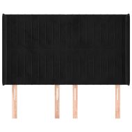 Горна табла за легло с уши, черна, 147x16x118/128 см, кадифе